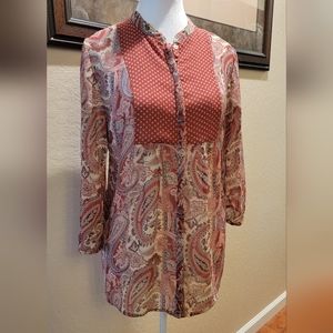 Liz Claiborne Sheer Paisley Top - Size M